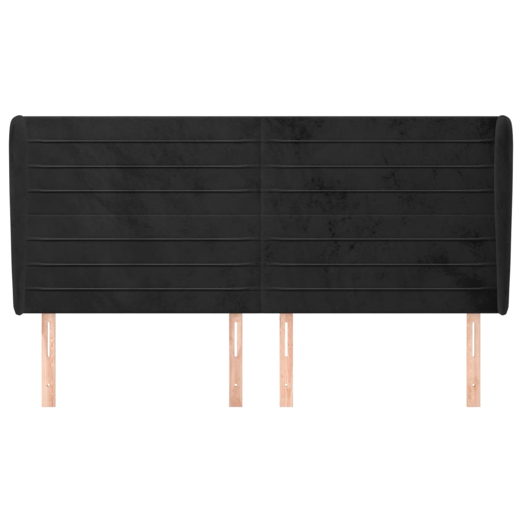vidaXL Hoofdbord met randen 163x23x118/128 cm fluweel zwart afbeelding