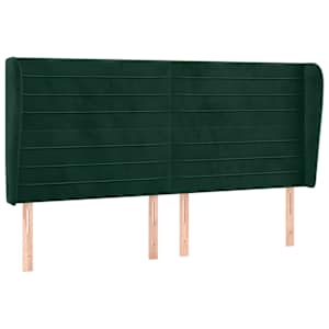 Čelo postele typu ušák tmavě zelená 163x23x118/128 cm samet - obrázek 2