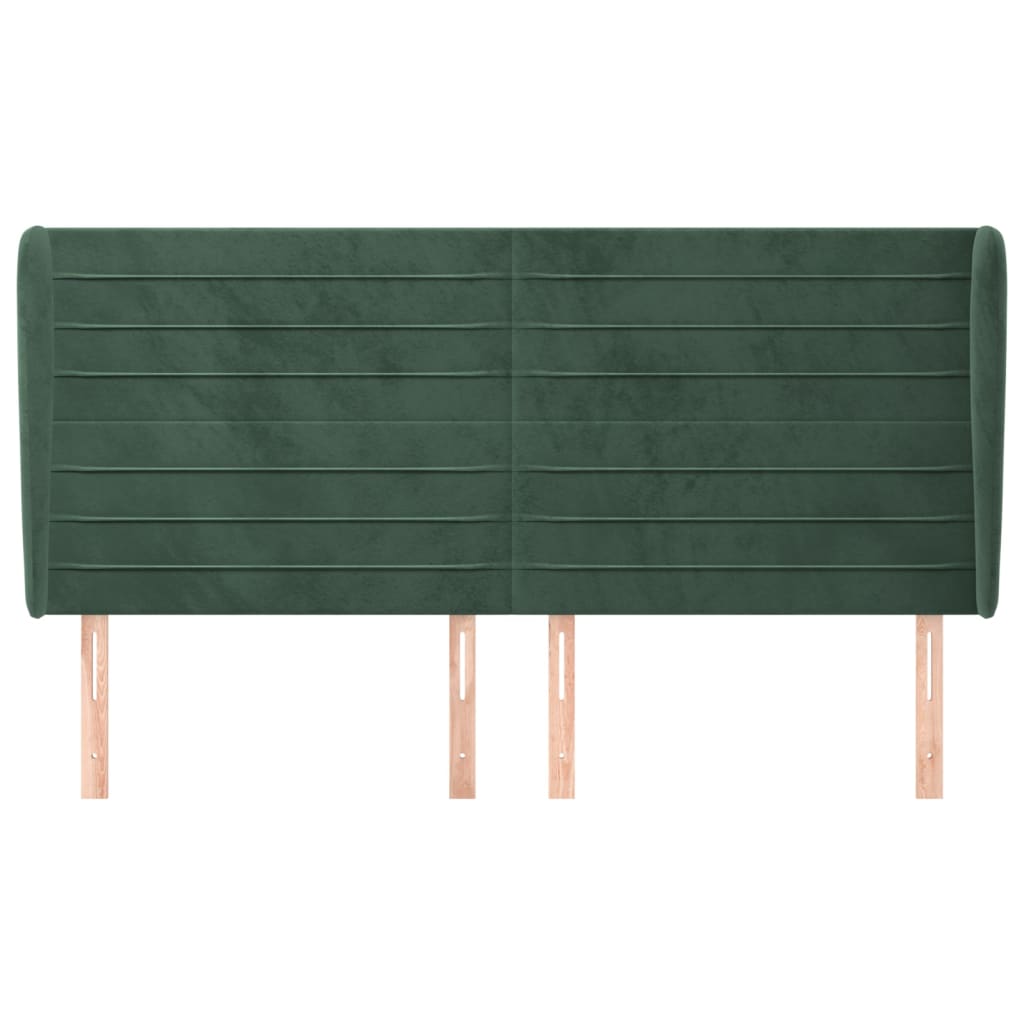 vidaXL Hoofdbord met randen 163x23x118/128 cm fluweel donkergroen afbeelding
