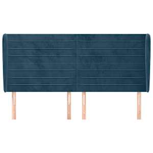Čelo postele typu ušák tmavě modrá 163x23x118/128 cm samet - obrázek 3