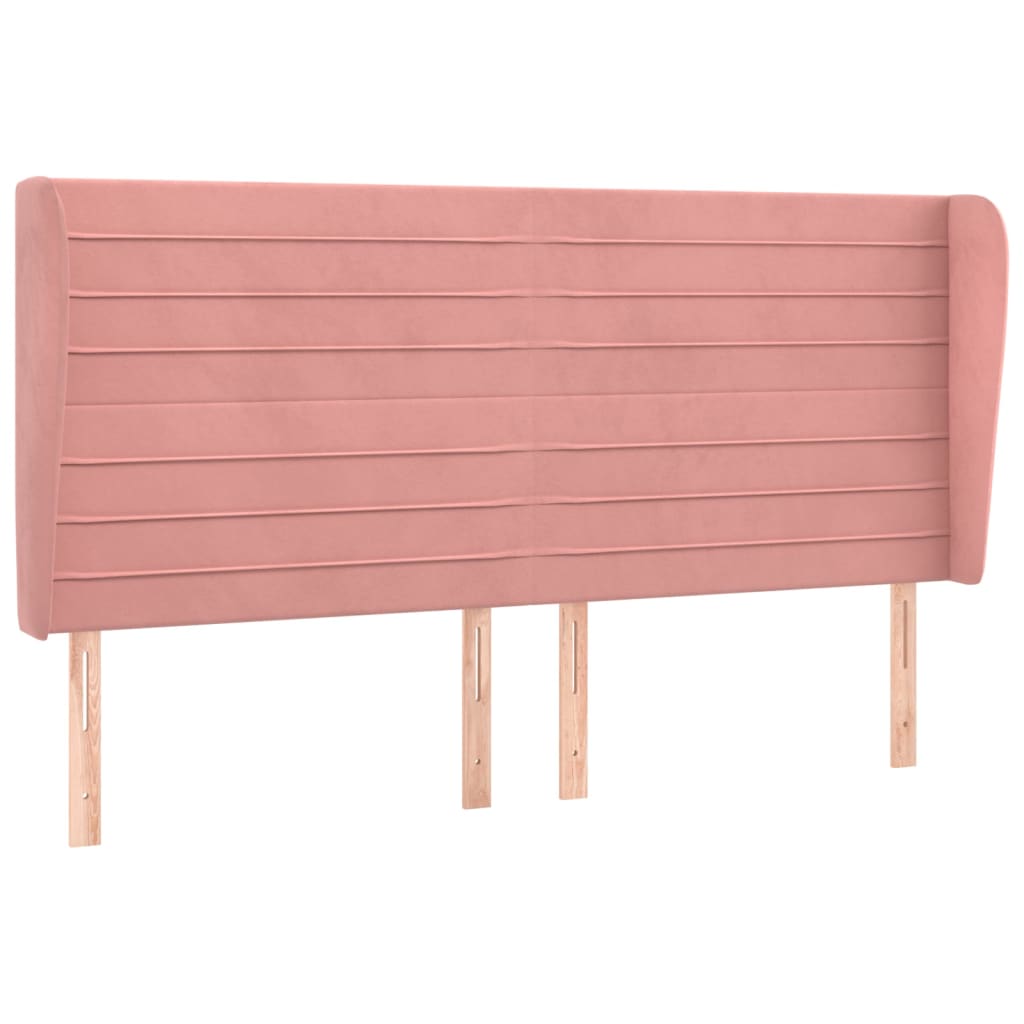 vidaXL Čelo postele typu ušák růžová 163x23x118/128 cm samet