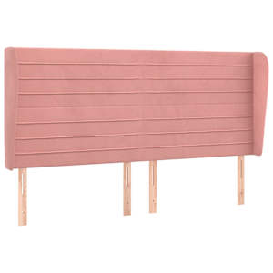 Čelo postele typu ušák růžová 163x23x118/128 cm samet - obrázek 2