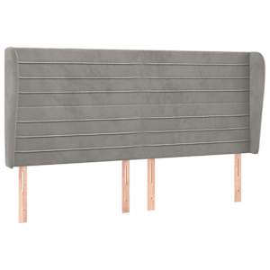 Čelo postele typu ušák světle šedé 183x23x118/128 cm samet - obrázek 2