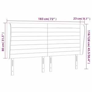 Čelo postele typu ušák tmavě šedé 183x23x118/128 cm samet - obrázek 9
