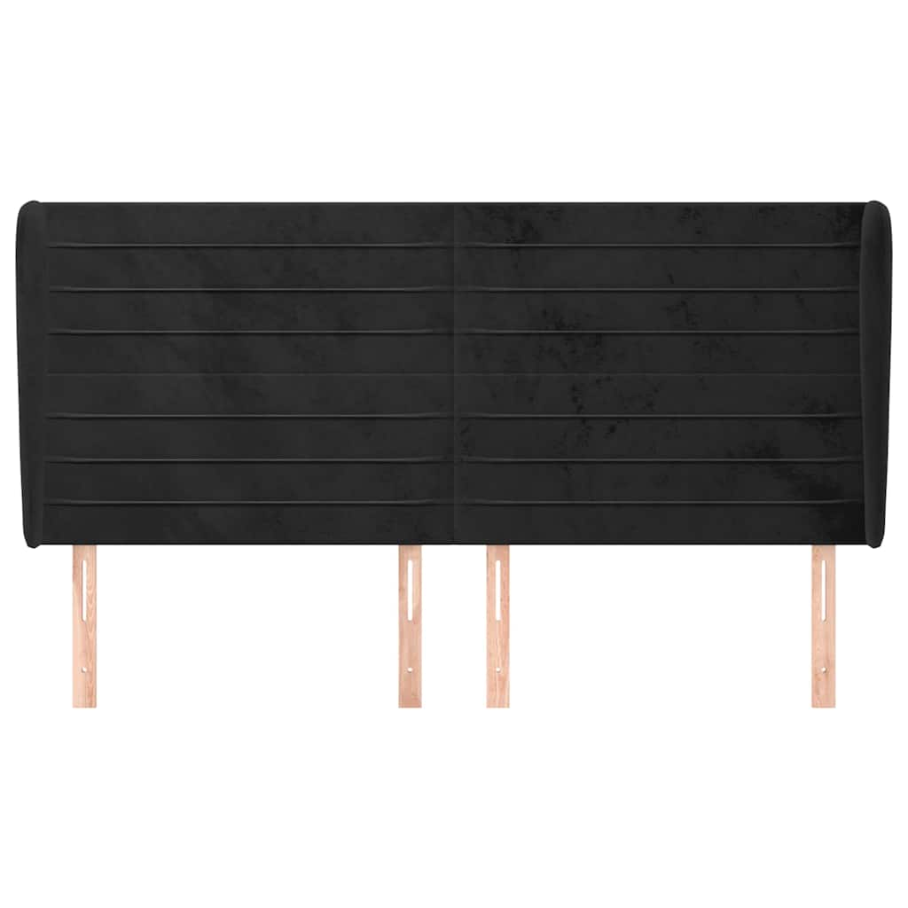 vidaXL Hoofdbord met randen 183x23x118/128 cm fluweel zwart, foto 2