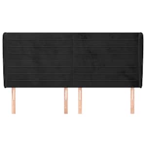 Čelo postele typu ušák černé 183x23x118/128 cm samet - obrázek 3