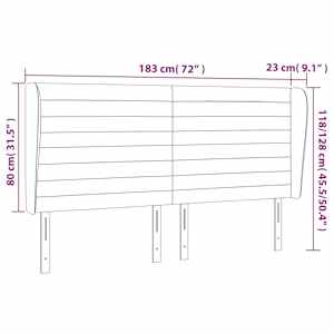 Čelo postele typu ušák tmavě modrá 183x23x118/128 cm samet - obrázek 7