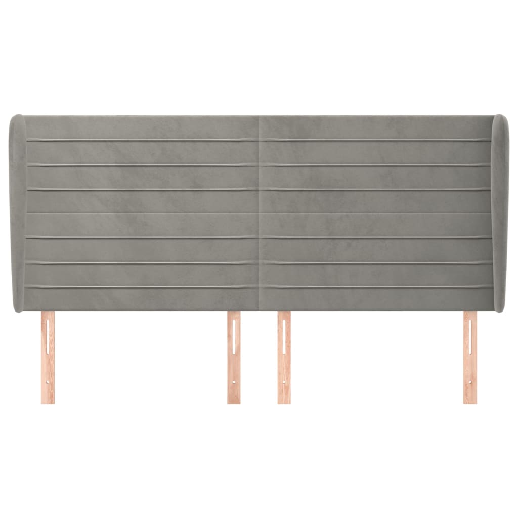 vidaXL Hoofdbord met randen 203x23x118/128 cm fluweel lichtgrijs afbeelding