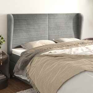 Čelo postele typu ušák světle šedé 203x23x118/128 cm samet - obrázek 1