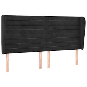 Čelo postele typu ušák černé 203x23x118/128 cm samet - obrázek 2
