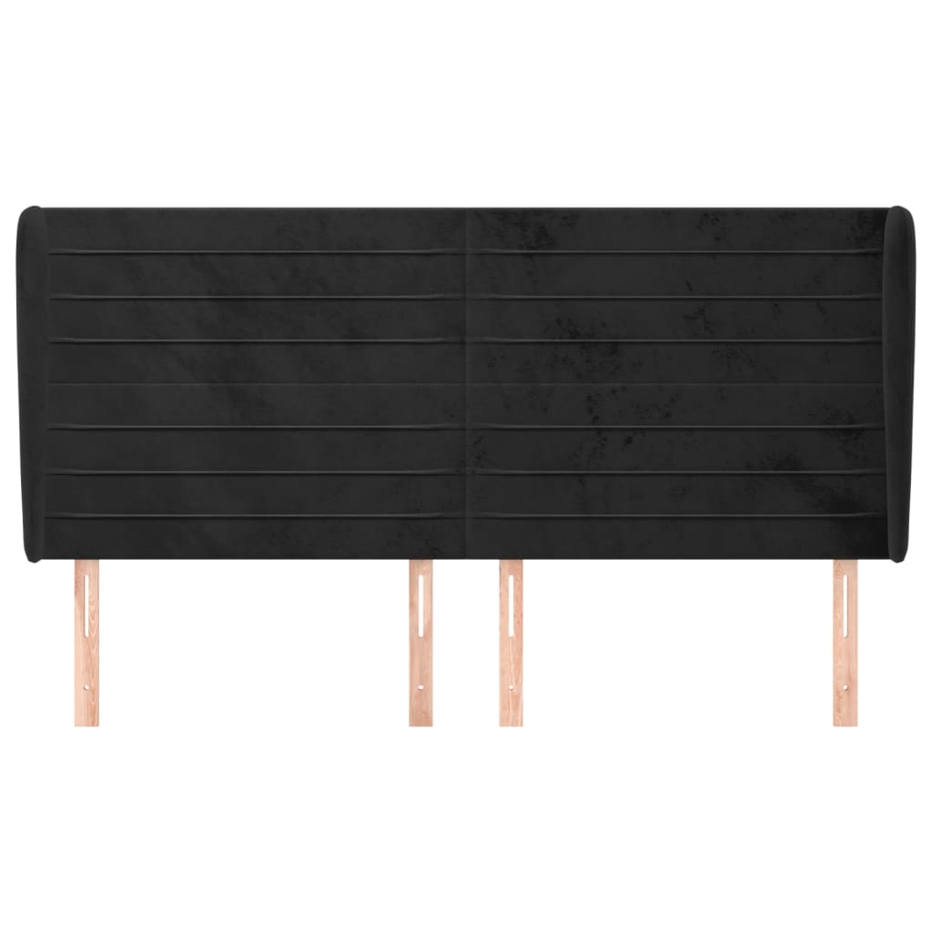 Thumbnail - vidaXL Kopfteil mit Ohren Schwarz 203x23x118/128 cm Samt