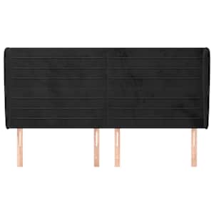 Čelo postele typu ušák černé 203x23x118/128 cm samet - obrázek 3