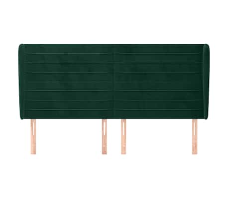vidaXL T&ecirc;te de lit avec oreilles Vert fonc&eacute; 203x23x118/128 cm Velours