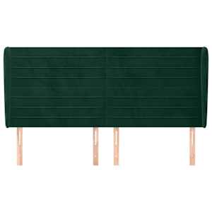 vidaXL T&ecirc;te de lit avec oreilles Vert fonc&eacute; 203x23x118/128 cm Velours