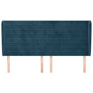 Čelo postele typu ušák tmavě modrá 203x23x118/128 cm samet - obrázek 3