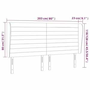 Čelo postele typu ušák tmavě modrá 203x23x118/128 cm samet - obrázek 7