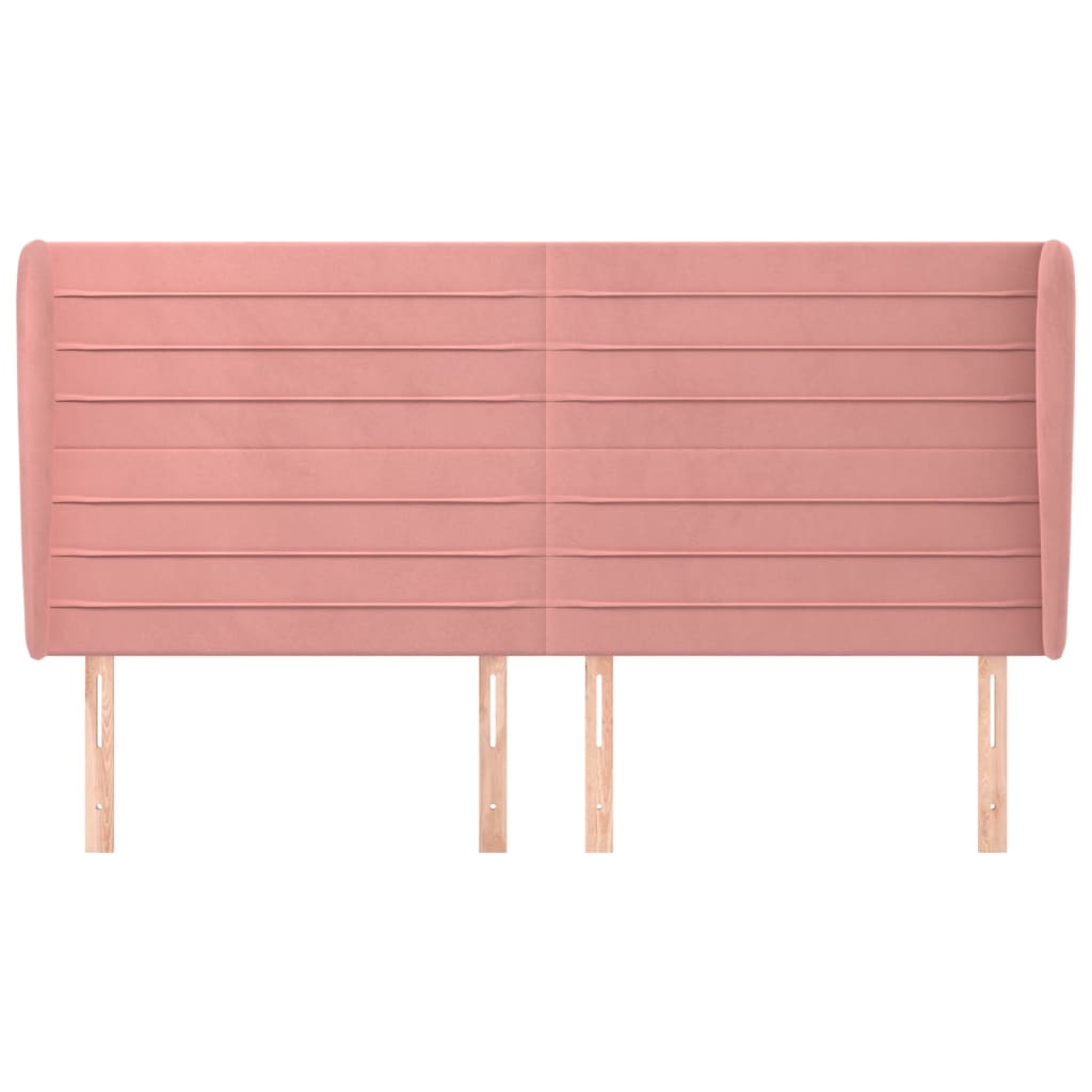 vidaXL Hoofdbord met randen 203x23x118/128 cm fluweel roze afbeelding