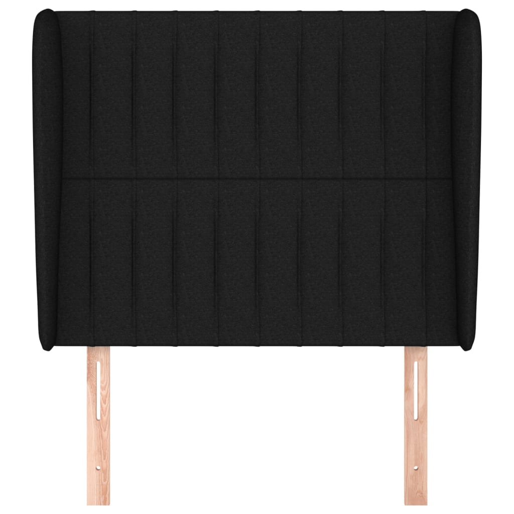 vidaXL Hoofdbord met randen 83x23x118/128 cm stof zwart afbeelding