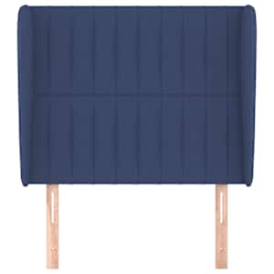Čelo postele typu ušák modré 83 x 23 x 118/128 cm textil - obrázek 3