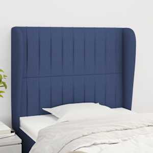 Čelo postele typu ušák modré 83 x 23 x 118/128 cm textil - obrázek 1
