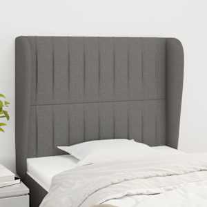 Čelo postele typu ušák tmavě šedé 93x23x118/128 cm textil - obrázek 1