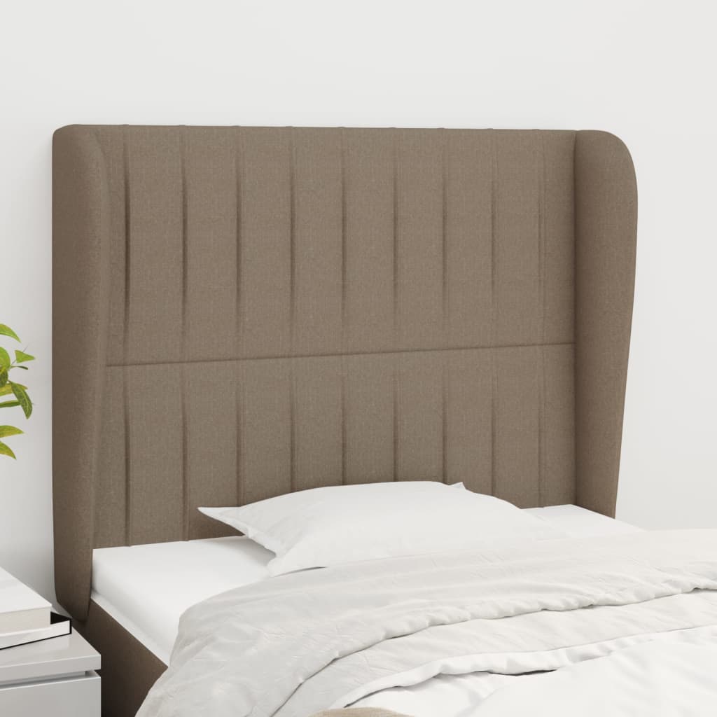 vidaXL Tăblie de pat cu aripioare gri taupe 93x23x118/128 cm textil