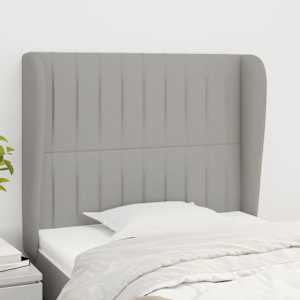 Čelo postele typu ušák světle šedé 103x23x118/128 cm textil - obrázek 1