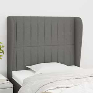 Čelo postele typu ušák tmavě šedé 103x23x118/128 cm textil - obrázek 1