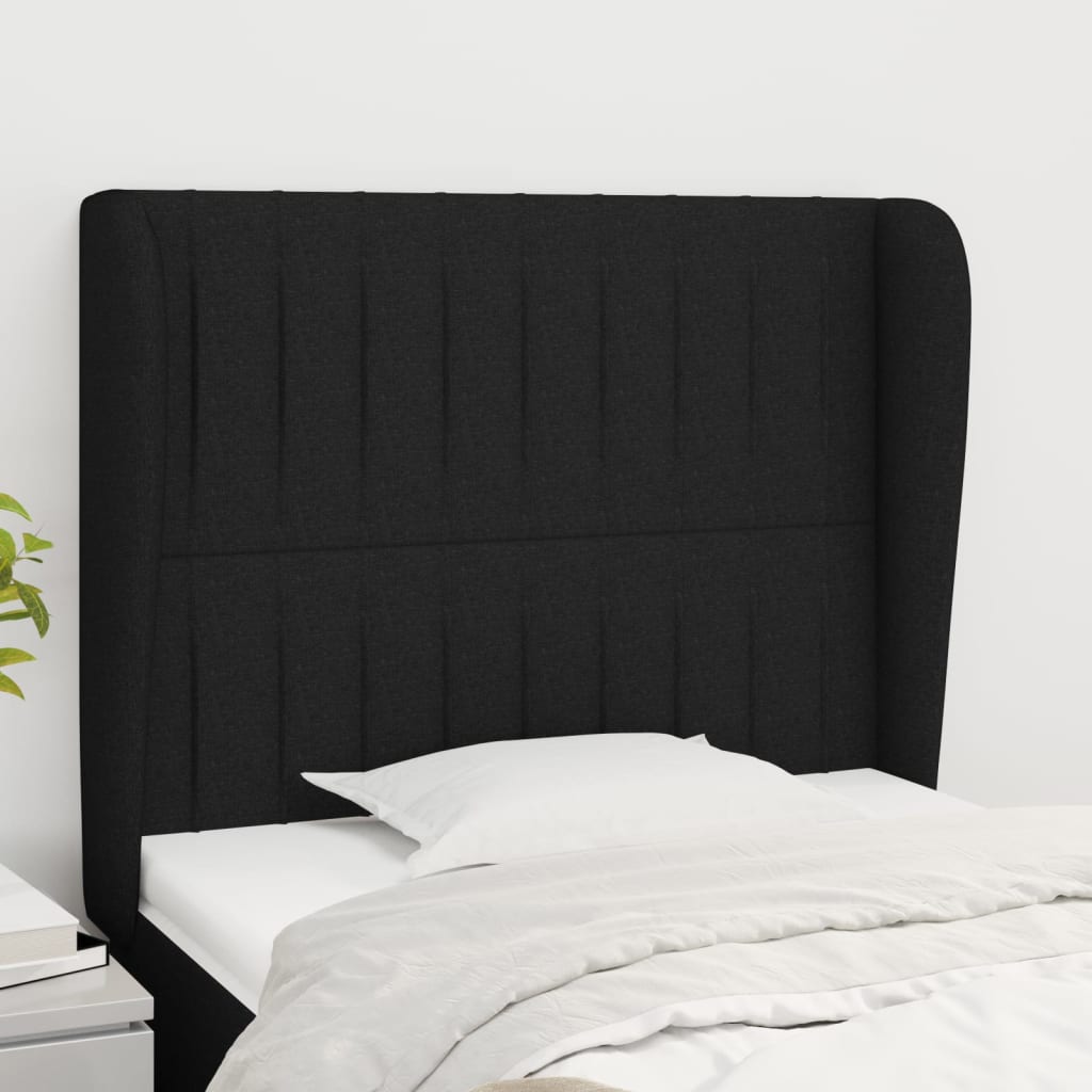 vidaXL Tăblie de pat cu aripioare, negru, 103x23x118/128 cm, textil
