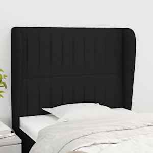 Čelo postele typu ušák černé 103x23x118/128 cm textil - obrázek 1