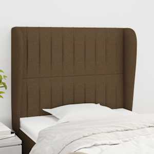 Čelo postele typu ušák tmavě hnědé 103x23x118/128 cm textil - obrázek 1