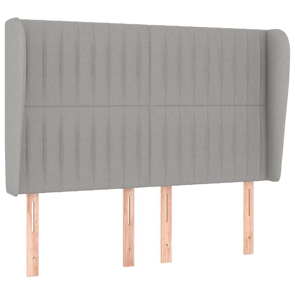 vidaXL Hoofdbord met randen 147x23x118/128 cm stof lichtgrijs grijs, foto 3