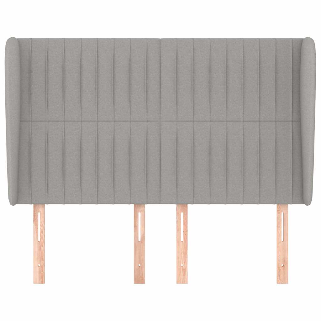 vidaXL Hoofdbord met randen 147x23x118/128 cm stof lichtgrijs grijs, foto 2