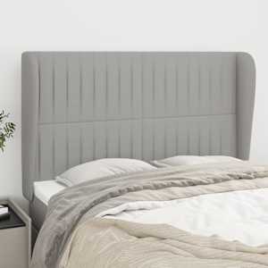 Čelo postele typu ušák světle šedé 147x23x118/128 cm textil - obrázek 1