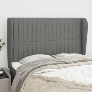 Čelo postele typu ušák tmavě šedé 147x23x118/128 cm textil - obrázek 1