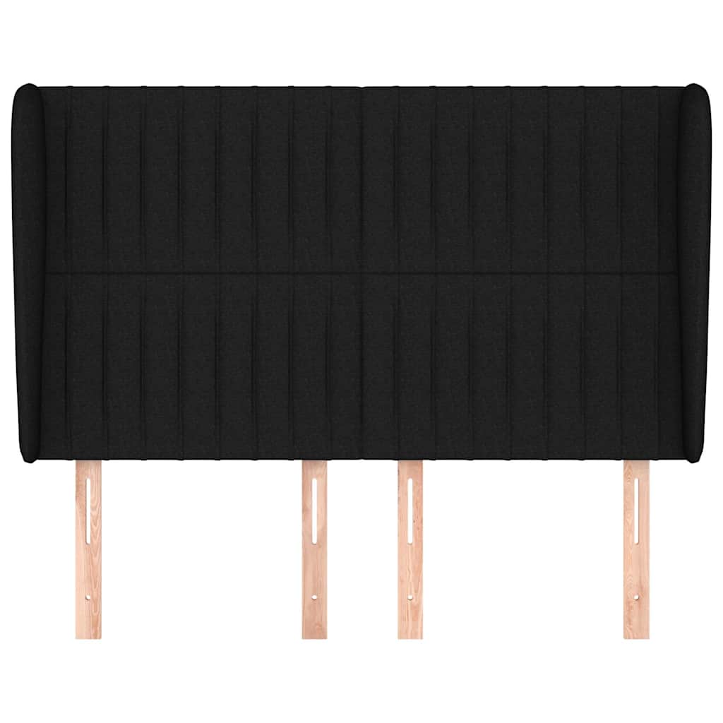vidaXL Hoofdbord met randen 147x23x118/128 cm stof zwart, foto 2
