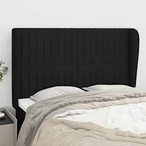 Čelo postele typu ušák černé 147x23x118/128 cm textil - obrázek 1
