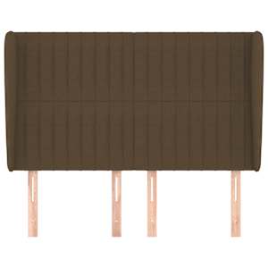 Čelo postele typu ušák tmavě hnědé 147x23x118/128 cm textil - obrázek 3