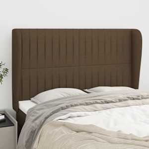 Čelo postele typu ušák tmavě hnědé 147x23x118/128 cm textil - obrázek 1