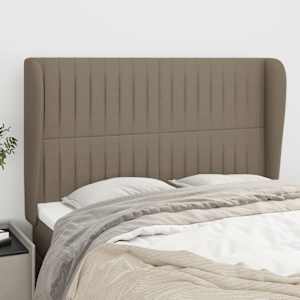 Čelo postele typu ušák taupe 147x23x118/128 cm textil - obrázek 1