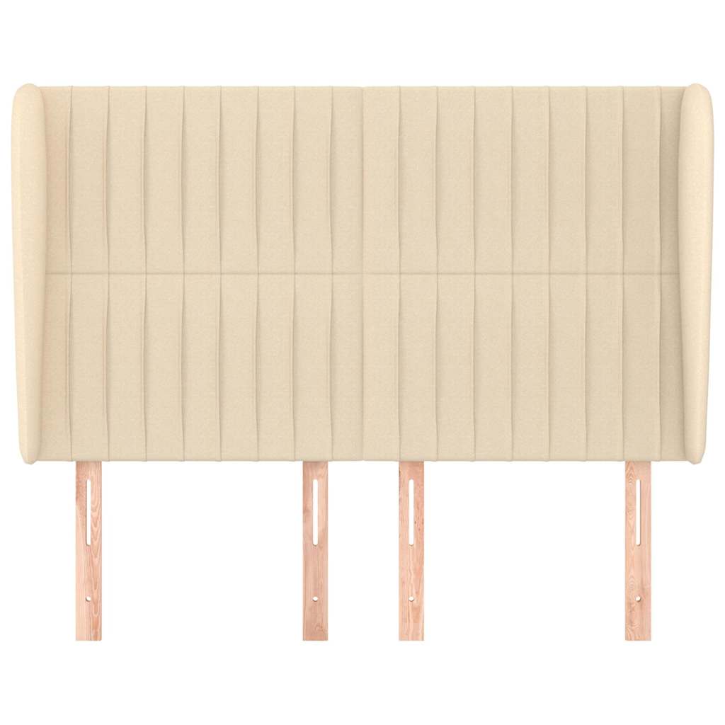 vidaXL Hoofdbord met randen 147x23x118/128 cm stof crèmekleurig, foto 2