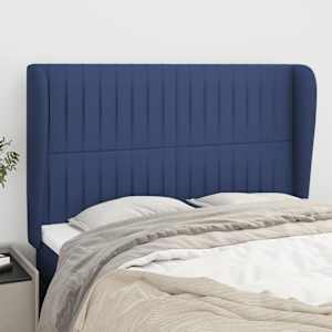 Čelo postele typu ušák modré 147x23x118/128 cm textil - obrázek 1