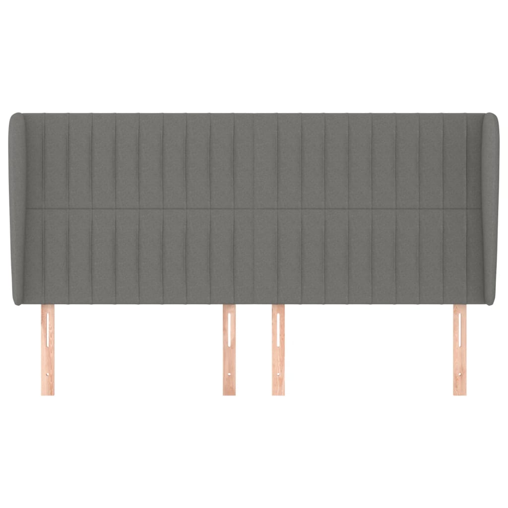 vidaXL Hoofdbord met randen 163x23x118/128 cm stof donkergrijs afbeelding