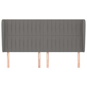 Čelo postele typu ušák tmavě šedé 163x23x118/128 cm textil - obrázek 3