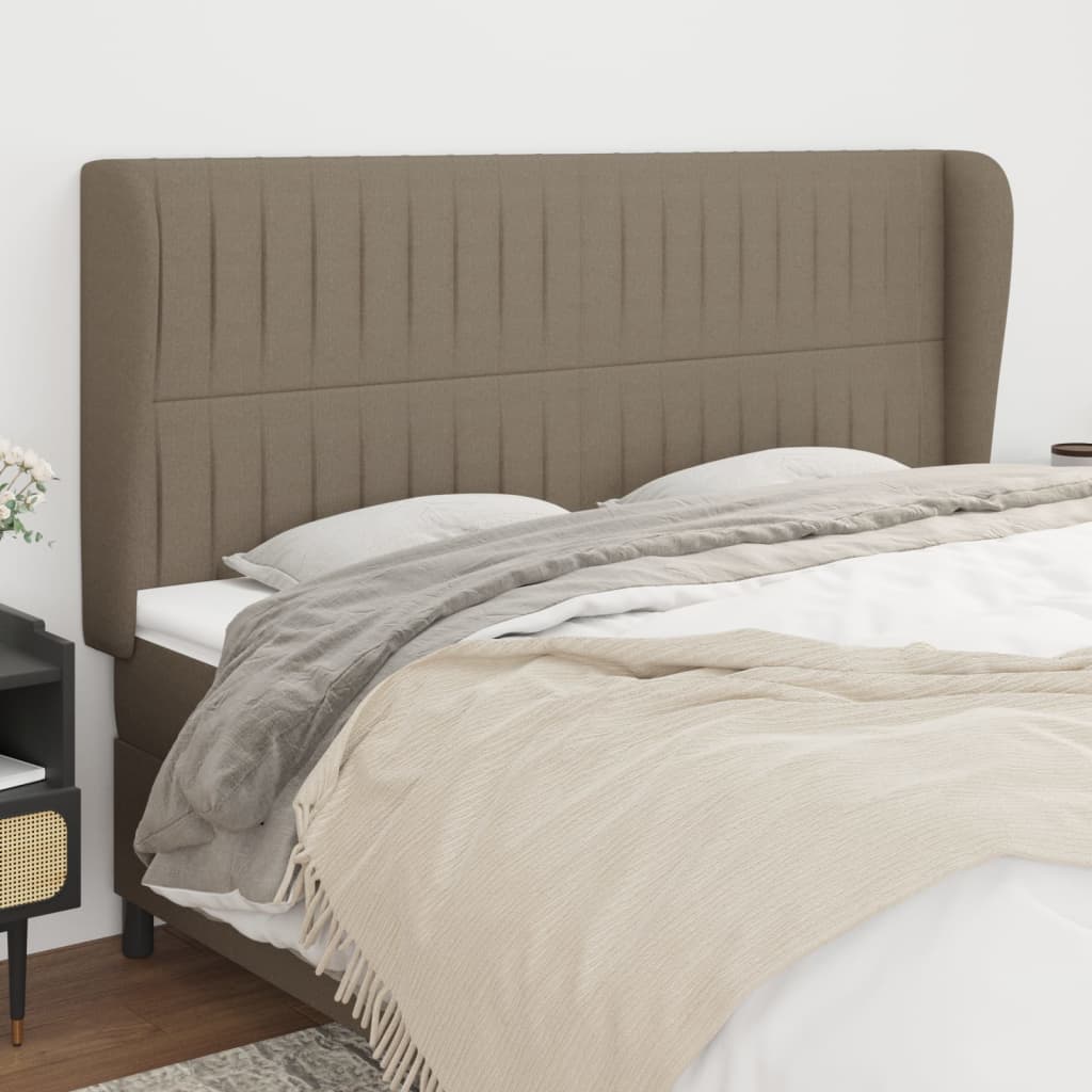 vidaXL Kopfteil mit Ohren Taupe 163x23x118/128 cm Stoff