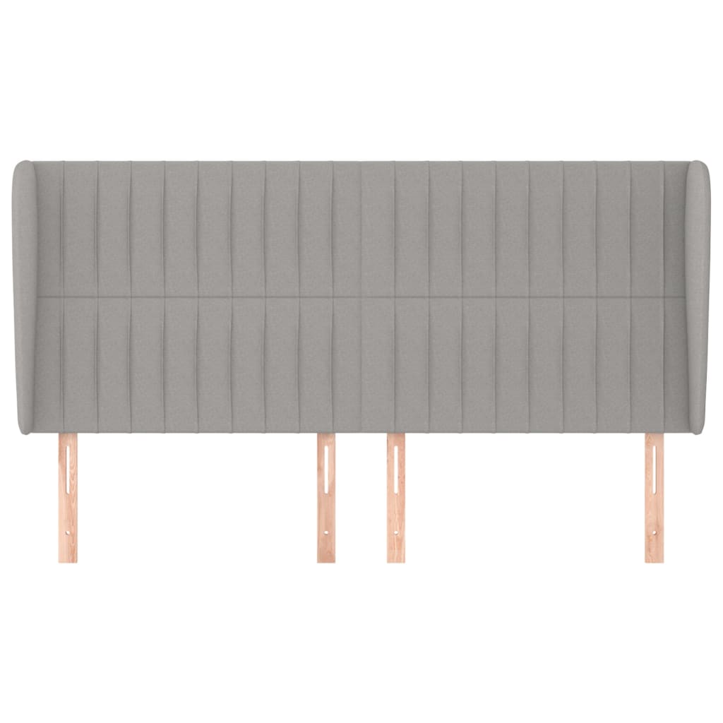 vidaXL Hoofdbord met randen 183x23x118/128 cm stof lichtgrijs afbeelding