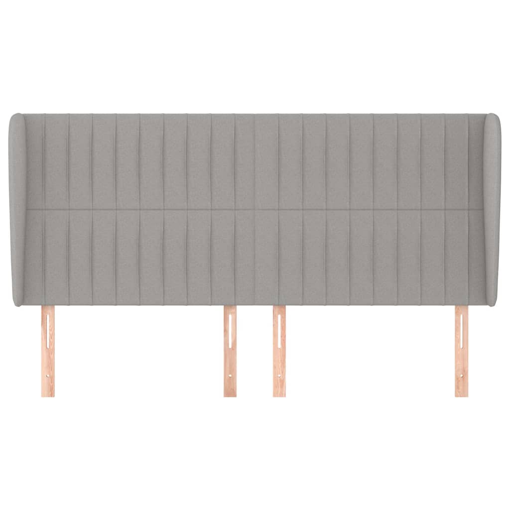vidaXL Hoofdbord met randen 183x23x118/128 cm stof lichtgrijs grijs, foto 2