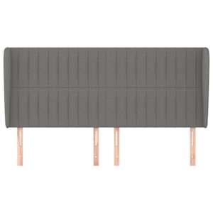 Čelo postele typu ušák tmavě šedé 183x23x118/128 cm textil - obrázek 3