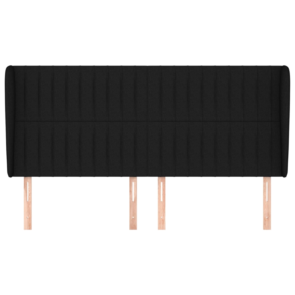 vidaXL Hoofdbord met randen 183x23x118/128 cm stof zwart afbeelding