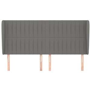 Čelo postele typu ušák tmavě šedé 203x23x118/128 cm textil - obrázek 3